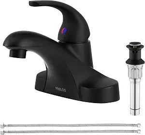 PARLOS Matte Black Bathroom Sink Faucet Single Handle Centerset for Vanity