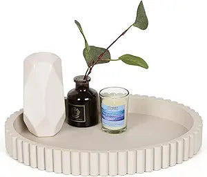 Oval Tray for Coffee Table Decor, 13" Concrete Coffee Table Tray, Table Centerpieces Decorative Trays for Home Decor, Modern Decorative Trays, Centerpiece Trays, Gray
