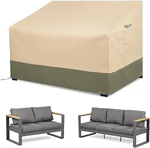 BPS Patio Sofa Cover, Waterproof 600D Oxford Outdoor Couch Cover with Attached Storage Bag and Reflective Handles for Patio 2-Seater Loveseat and Bench, 64''W x 38''D x 38''H