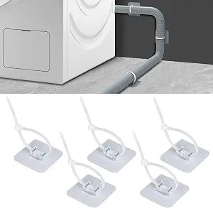 Self Adhesive Hose Mount and Zip Tie Holder,No Drill Drain Hose Holder for Washing Machine,Dryer,Air Conditioner,Strong Adhesive Water Pipe Fasteners Mount,5 Pack
