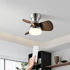 20 Inch Small Ceiling Fan with Lights is Remotely Controllable. The 3 ABS Blades The LED Ceiling Fan Has 6-speed adjustable fan speed and is Suitable for Bedrooms, Living Rooms and Offices.