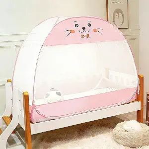 Mengersi Baby Crib Tent,Pop Up Crib Tent to Keep Baby in,Lovely Toddler Crib Net Mosquito Net Safe and Breathable,Installation Convenience,Pink