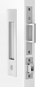 Dontay Pocket Door Handle and Edge Pull, Narrow Modern Rectangular Keyed Entry Function, Recessed Sliding Door Hardware for 1 3/8 to 2 3/16 Thickness Door (Privacy Lock, Brushed Nickel, 1 Pack)