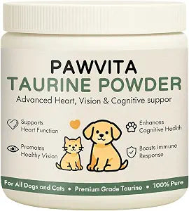 Pawvita Pure Taurine Powder, Taurine Supplement for Dogs. | Powder for All Dogs and CatsAdvanced Heart, Vision & Cognitive suppor, 99.9% pure taurine powder200g(1)