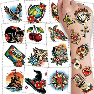 108PCS American Traditional Temporary Tattoos for Adults