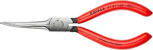 KNIPEX Tools - Needle Nose Pliers, 45 Degree Angled (3121160), Red, 6.25