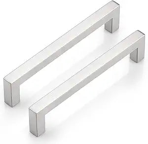 Probrico 30 Pack 6-3/10 Inch Kitchen Cabinet Handles, Stainless Steel Brushed Nickel Dresser Drawer Handles, Modern Square Cupboard Cabinet Pulls 6-7/10" Overall Length