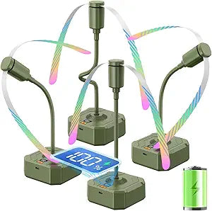 Coohea Fly Fans for Tables Rechargeable Battery Last Up to 20 Working Hrs, Fly Fan with LED Display & Safe Blades, Food Fans for Outdoor Tables for Patio, Picnic, Party, Camping (4Pack Olive Green)
