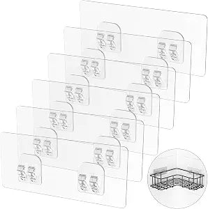 6 Pack Corner Shower Caddy Adhesive Replacement, Shower Shelf Adhesive Strips, Strong Hooks for Bathroom Storage (for Hang Iron Lines Corner Caddy)