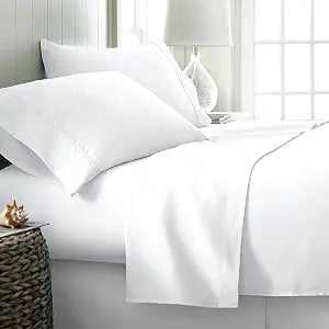 100% Egyptian Cotton Queen Sheet Set - Luxury High Thread Count 1000 Series Egyptian Cotton Queen Size Sheet Set (1 PC, White), 17" Deep Pocket, Sateen Hotel Set - Majestic Collection