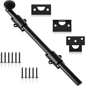 Tandefio 12" Cane Bolt for Gate Heavy Duty Solid Brass Slide Dutch Door Bolt Latch Black Hardware Locks Attic Latch for Dutch Sliding Barn Door Wooden Fence Metal Gate