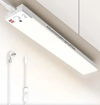 Under Cabinet Lighting Plug in, AC120V 3CCT 3000/4000/5000K Motion Sensor Light Indoor with Timer, Super Bright Linkable LED Counter Light for Kitchen, Closet, White 12 Inch, 2Pack