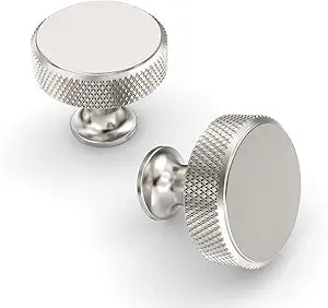 Asidrama 20 Pack Brushed Satin Nickel Kitchen Cabinet Knobs Knurled Dresser Knob Drawer Knobs Cabinet Hardware Aluminum Knob for Dresser Drawers