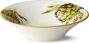 Verdura 13" Stoneware Pasta Serving Bowl 108 oz Vibrant Artichoke Print 13 Inch Round Wide Bowl for Italian Pasta, Salad, Stew, and Rustic Farmhouse Dining
