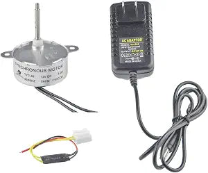 CHANCS TYC40 12V 5RPM DC 5RPM Shaft 35mm Synchronous Motor with DC Power Adapter - Input 100/240V Output DC 12V for Christmas Decoration