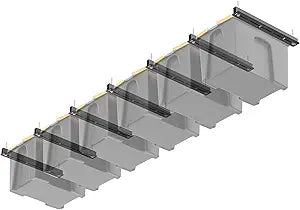 Ultrawall Overhead Garage Storage Rack, Heavy Duty Ceiling Storage Rack, 26 Inch Adjustable Ceiling Bin Storage System, 7 Sets for 6 Bins