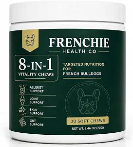 Frenchie Health Co 8-in-1 Daily Health Chews,Frenchie Health Co's Vitality Chew,Specially Designed for French Bulldogs,Daily Wellness Support Formula,Chewable Dog Vitamins.