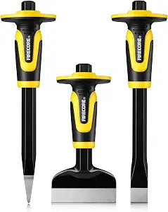 Concrete Chisel Set, Firecore 3PCS Stone Chisel Tool with Rubber Hand Guard