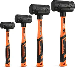 HORUSDY 4-Piece Dead Blow Hammer Set (0.5lb, 1lb, 2lb, 3lb) One-Piece Molded Body, Steel Shot Filled, No Rebound, Non-Spark, Non-Slip Grip, for Auto, Carpentry & Tile Work