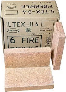 RTH-USA ILTEX-0.4 Ultralight Fire Insulation Bricks Γ Box of 6, 9Γ x 4.5Γ x 1.25Γ Γ High Thermal Insulation, Low Conductivity, Eco-Friendly Γ Max Service Temp 1562┬░F (850┬░C)