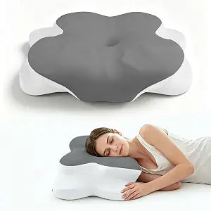 Cervical Neck Pillow For Sleeping - Mellow Foam Ergonomic Sleep Apnea Pillow For Side Sleeper With Neck Pain Relief, Contour Memory Foam Pillows For Side Back Stomach Sleepers(Gray,White)
