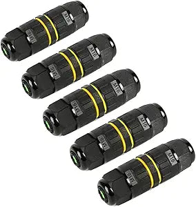IP68 Outdoor Waterproof Junction Box Electrical Cable Connector, Easy to Install, UL,M16 for 3.5-10mm Wire Range(AC 400V, 17.5A),2 Way 3Pin 5Pack