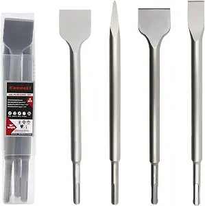 SDS Plus Masonry Chisel Set 4-Piece Heavy-Duty Chisel Bits for Hammer Drill Includes Flat, Pointed & Tile Chisel Concrete, Tile Removal Tool