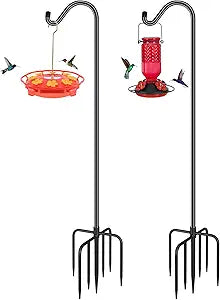 FEED GARDEN Sheperds Hooks for Outdoor Bird Feeder Pole 76 Inch Adjustable Tall Heavy Duty Shepherds Hooks for Hanging Plant Baskets, Solar Lights, Wedding Decor, Lanterns, Black (2 Pack)