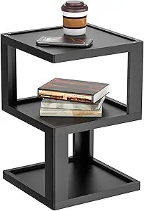 Small Side Table for Living Room, Wood Modern End Table Nightstand for Bedroom, 3-Tier Bedside Night Stand for Home Office Bathroom