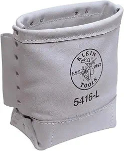 Klein Tools 5416L Tool Pouch, Leather Bull-Pin and Bolt Bag, Tunnel Loop Connection, Reinforced Bottom, 5 x 10 x 9-Inch