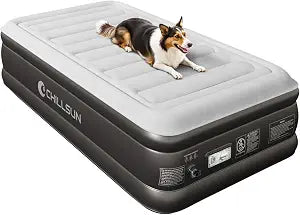 CHILLSUN Twin Air Mattress with Built-in Pump, Blow Up Bed Home Camping | 3-Min Quick Self-Inflation: Built-in pump.Durable & Leak-Proof: Puncture-resistant.Versatile: For home, camping & travel.