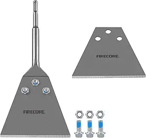SDS Plus Floor Scraper Kit, Firecore 5 Inch x 11 Inch Tile Removal Tool SDS Plus Chisel Bit Heavy Duty for Rotary Hammer Drill, Thinset Vinyl Scraper Adhesives Remover with Replacement Balde FS22510