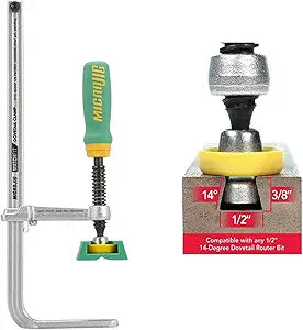 MICROJIG MatchFit Dovetail AP Clamp with X-Pad, 2-Way Workholding Tool for Router Table, CNC Fixtures, Jig Building, Low-Profile T-Track System Alternative, DVC-850AP