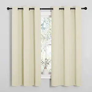 NICETOWN Kitchen Curtains for Decoration, Thermal Insulated Grommet Room Darkening Draperies/Panels for Laundry (Beige, 2 Panels, W42 x L63 inches)