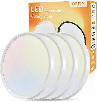 4PK 12 Inch LED Flush Mount Ceiling Light, 24W, 2520LM, 3000K/4000K/6000K CCT Selectable Super Slim LED Ceiling Light, Close to Ceiling Round Flat Panel Light for Hallway, Bedroom,Kitchen ect