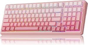 MechLands Aula F99 96% Wireless Gaming Keyboard, 8000mAh Battery, Creamy Gasket Mechanical Keyboard, BT/2.4GHz/USB-C, Hot-Swappable, Pre-lubed Linear Switch, Programmable RGB, Win/Mac (Pink Gradient)