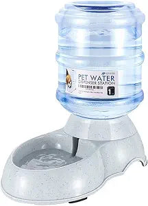 Flexzion Automatic Dog Water Bowl Dispenser for Cat Pet (1 Gallon Dispener Water Jug) - Gravity Feeder Auto Replenish Waterer Drinking Bowl Fountain Bottle Dish Stand