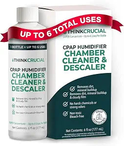 Think Crucial 6x Uses CPAP Cleaner & Descaler for Humidifier Chambers Super Concentrated Cleaning Descaling Solution for CPAP Water Tanks Unscented 6 oz