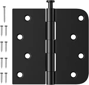 6 Pack Black Door Hinges 4 Inch, Exterior Door Hinges, Removable Pin