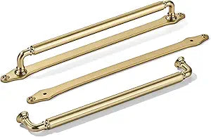 khtumeware 5 Pack 12 Inch Hole Center Brushed Brass Cabinet Pull with Backplate Solid Heavy-Duty Handles with Base Plate Cabinet Pulls for Drawer Sliding Door Charcuterie Board