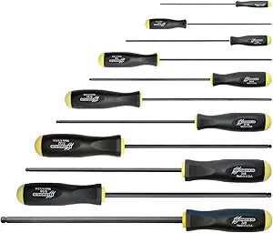 Bondhus 10737 Set of 11 Balldriver Screwdrivers, ProGuard Finish, Long Length, sizes 5/64-3/8-Inch