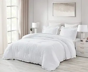 Chezmoi Collection Nora White Ruffle Comforter Set, 2-Pieces Twin