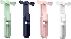 Portable USB Fan 3-in-1 Rechargeable Mini Handheld Fan Phone Power Bank Personal Pocket Size for Travel- 4 Pack