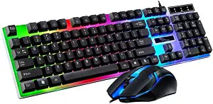 Wired Gaming Keyboard Mouse Set Backlit USB Computer Keyboard with Led Breathing Light Mouse Floating Keycaps Drain Holes Ergonomic Design for pc Gaming and Daily Use