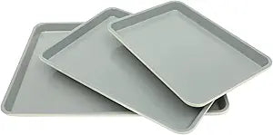 Sur La Table Kitchen Essentials Bake Sale 3-Piece Cookie Sheet Set Nonstick Carbon Steel Baking Pans (13, 15, 18 Inch) Grey Easy-Clean Oven Trays for Cookies, Roasting & More