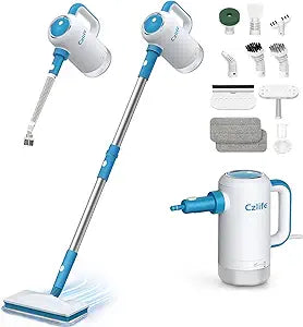 Czlife Z7 Steam Mop for Floor Cleaning, 13-in-1 Handheld Steam Cleaner for Home Tile Grout Hardwood Laminate Furniture Couch Clothes Carpet, Multi-Purpose Floor Steamer Machine, Corded (Blue)