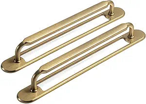 Goo-Ki 2 Pack Champagne Bronze Cabinet Pulls with Backplate Spacer, 7-1/2" Hole Center Zinc Alloy Kitchen Drawer Pull Handles Hardware for Furniture