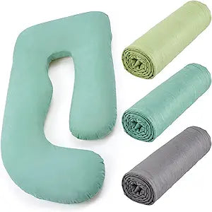 Hahafelt 3 Pcs Pregnancy Pillow Cover U+J Shaped Full Body Pregnancy Pillow Case Cover, Soft Breathable Cotton Maternity, Fit for 55"x31" Body Pillows (Vibrant,U+j,Cotton)