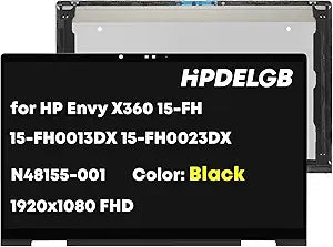 Replacement for HP Envy X360 2-in-1 15-FH 15Z-FH 15-fh0xxx 15-FH0000 15-FH0013DX 15-FH0023DX 15-FH0097NR N48155-001 1920x1080 IPS FHD LCD Touch Screen Display Digitizer Assembly