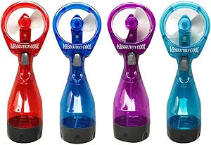 Pack of 4 Water Mist Spray Bottle Fan Portable Handheld Mister Battery Operated- Color Randomly